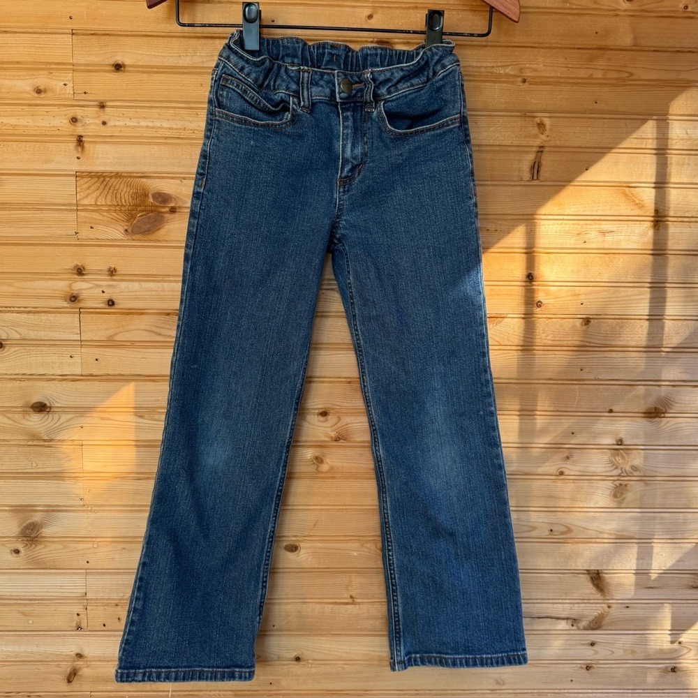 Carhartt Jeans Straight Leg Blue w Orange Stitching Adjustable Waist Boys Sz 10